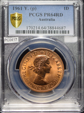 Australia 1961 Penny PCGS PR64RD rare proof in red! PC0417 combine shipping