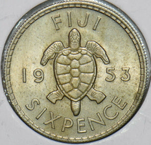 Fiji 1953 6 Pence Turtle animal 297568 combine shipping