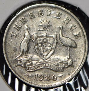 Australia 1926 3 Pence Kangaroo animal Emu  191444 combine shipping