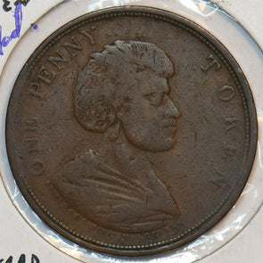 New Zealand 1850 Penny Token Edward Waters Auckland N0220 combine shipping