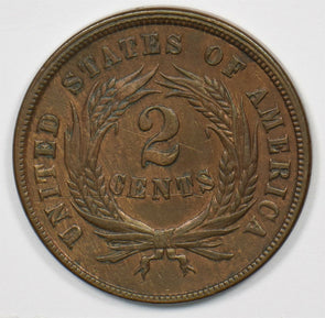 1864 Two Cents Lg motto. AU U0194