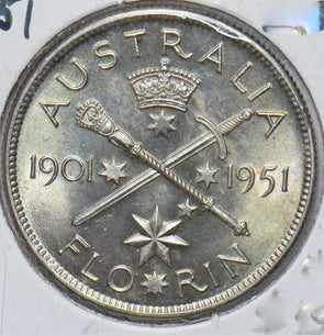 Australia 1951 Florin Georgivs VI 293065 combine shipping