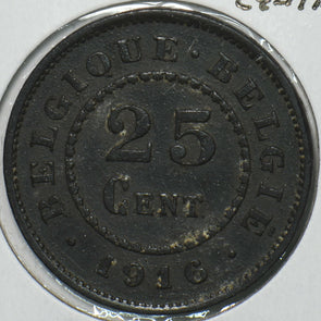 Belgium 1916 25 Centimes Lion animal 297357 combine shipping