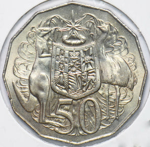 Australia 1976 Queen Elizabeth II 50 Cents Kangaroo animal Ostrich Austraila Coa