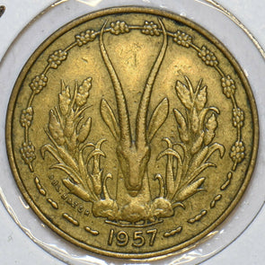 French Colonies 1957 10 Francs Rhim gazelle animal West Africa 152800 combine sh