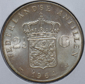 Netherlands Antilles 1964 2 1/2 Gulden Lion animal 294876 combine shipping