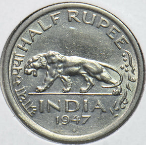 British India 1947 1/2 Rupee Lion animal 192850 combine shipping