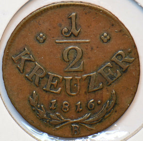 Austria 1816 B 1/2 Kreuzer Eagle animal 193402 combine shipping