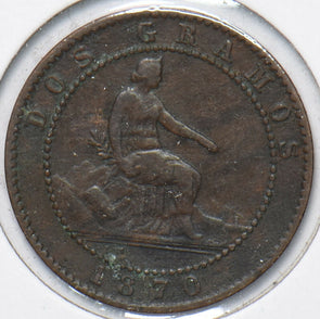 Spain 1870 2 Centimos Lion animal 902734 combine shipping