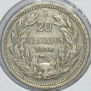 Chile 1938 20 Centavos Condor animal 291213 combine shipping