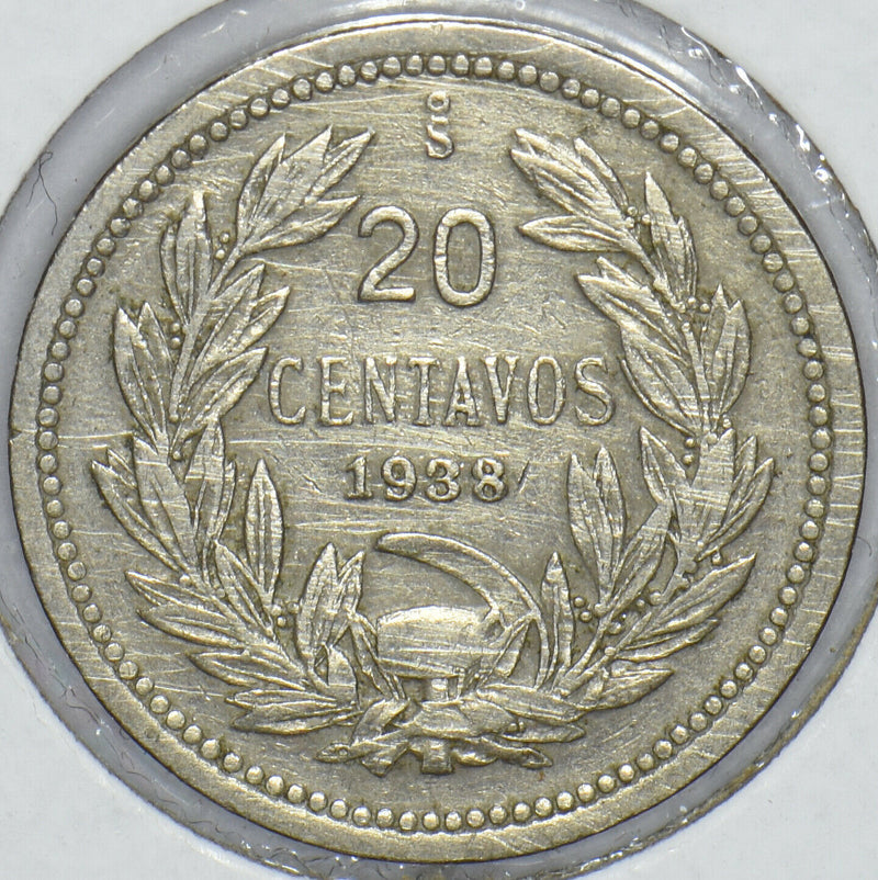 Chile 1938 20 Centavos Condor animal 291213 combine shipping