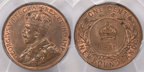 Canada 1936 Cent PCGS MS 63 RED BROWN New Foundland PC1339 combine shipping
