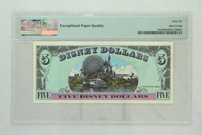 Disney Dollar 1991 $5 PMG Gem UNC 66EPQ DIS25. Goofy. View of Walt Disney Worl