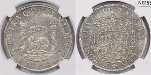 Mexico 1758 MO MM 8 Reales silver NGC UNC Prooflike NG1566 combine shipp