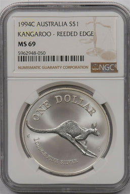 Australia 1994 C Dollar silver NGC MS 69 Kangaroo Reeded Eagle NG1503 combine sh