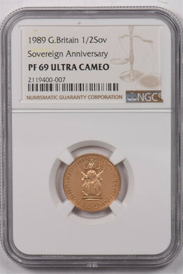 Great Britain 1989 1/2 Half Sovereign gold NGC Proof 69 Ultra Cameo Sovereign An