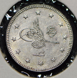 Turkey 1898 AH 1293 2 Piastres  290136 combine shipping