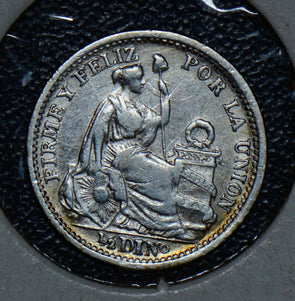 Peru 1906 1/2 Dinero silver  190336 combine shipping