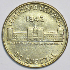 Guatemala 1943 25 Centavos Quetzal animal 298241 combine shipping