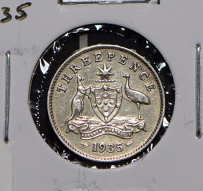 Australia 1935 3 Pence Kangaroo animal Moorhen  191210 combine shipping