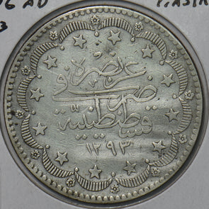 Turkey 1876 AD. 1293 AH. Y1 2 Piastre 297109 combine shipping