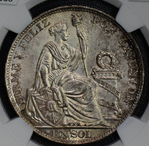 Peru 1915 FG Sol woman silver lima animal NGC MS 63 NG0330 combine shipping