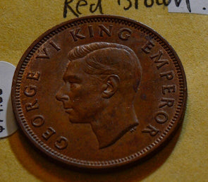 New Zealand 1942 1/2 Penny UNC Red Brown N0017 combine shipping