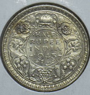 British India 1943 1/2 Rupee 190744 combine shipping