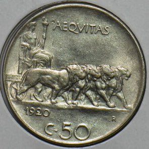 Italy 1920 50 Centesimi Lion animal 296793 combine shipping