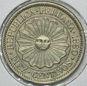 Peru 1880 10 Centavos 240324 combine shipping