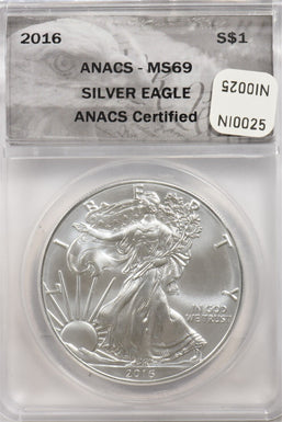 2016 Silver Eagle ANACS MS69 NI0025