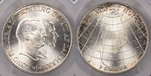 Denmark 1953 NS 2 Kroner PCGS MS 64 Greenland PC1368 combine shipping