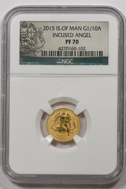 2015 ISLE OF MANN 1/10oz gold INCUSED ANGEL NGC PF70 NG1715