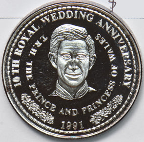 Turks and Caicos Islands 1991 Crown piefort Proof mintage 400 rare prince Charle
