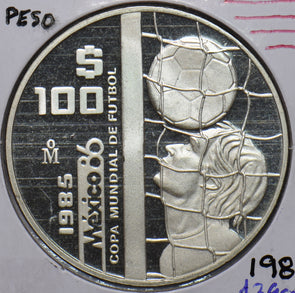 Mexico 1985 100 Peso Eagle Proof football 490895 combine shipping