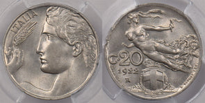 Italy 1922 R 20 Centesimi PCGS MS 63 KM-44 PI0013 combine shipping
