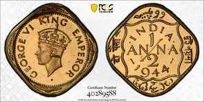 India British 1944 C 1/2 Anna PCGS PR64 Restrike Proof SW-9.204 PC1015 combine s