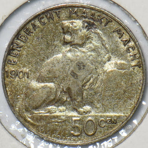 Belgium 1901 FL 50 Centimes Lion animal 296638 combine shipping