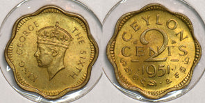 Ceylon 1951 2 Cents 199069 combine shipping