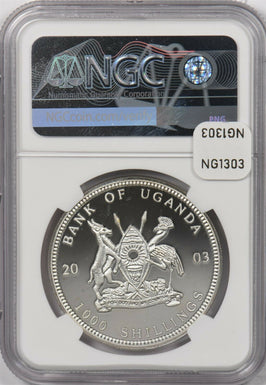 Uganda 2003 1000 Shillings Gorillas of Africa standing animal NGC PF69UC Silvere