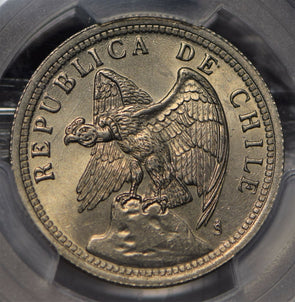 Chile 1933 Peso Andean Condor animal PCGS MS66 rare this grade PC0778 combine sh