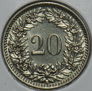 Switzerland 1925 20 Rappen UNC 297484 combine shipping