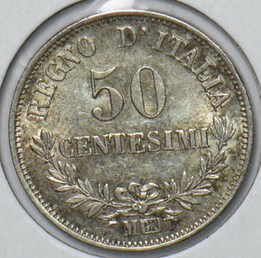Italy 1867 50 Centesimi lustrous BU 490822 combine shipping