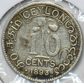 Ceylon 1893 10 Cents 902792 combine shipping