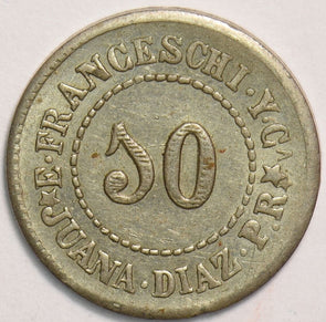 Puerto Rico 1895 50 Centavos UNC Manual Cortada Trade Token, AU P0316 combine sh