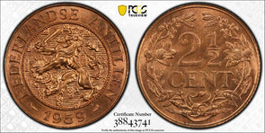 Netherlands Antilles 1959 2 1/2 Cent PCGS MS66RD PC0919 combine shipping