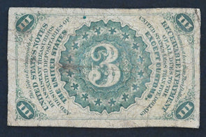 US 1863 Fractional 3 CENT Fine-VF Third Issue FR#1227 RN0092 combine shipping