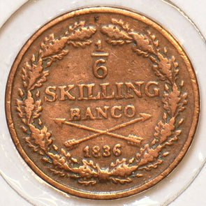 Sweden 1836 1/6 Skilling 903926 combine shipping