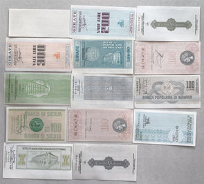 Italy 1972 ~79 100~300 Lira Lot of various small bank checks. All nice condition