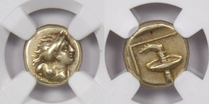 Isl. of Lesbos, Mytilene 377 -326 c. BC EL Hecte silver NGC CH VF 2.53g Maenad b